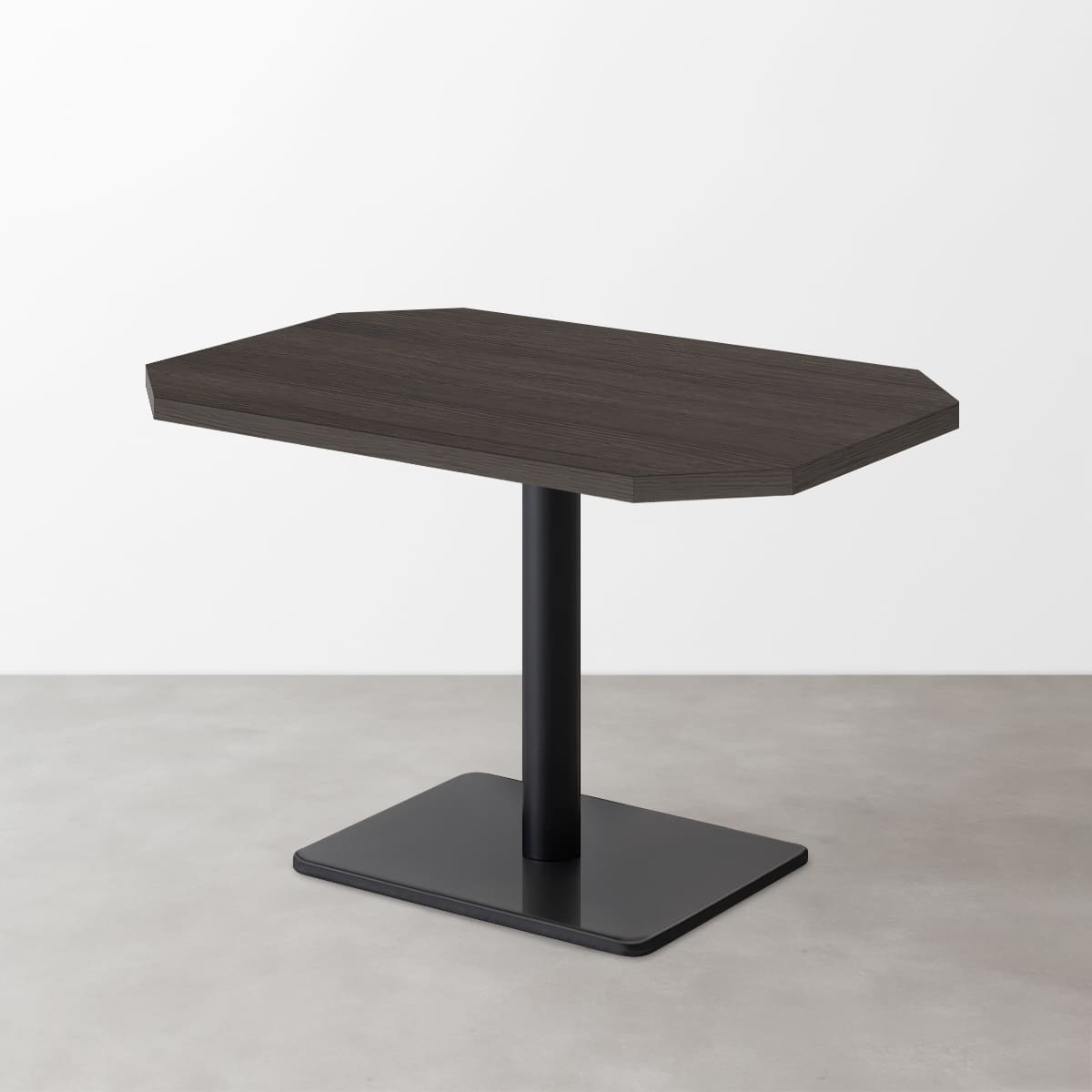 木目 スナックテーブル（角落し天板・D600）グレイッシュブラック 長方形ベース脚セット-画像1