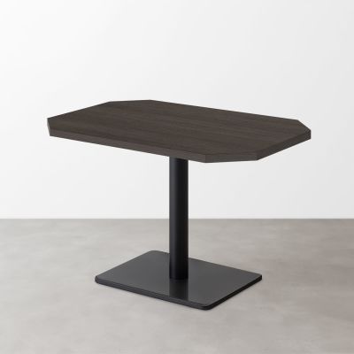 木目 スナックテーブル（角落し天板・D600）グレイッシュブラック 長方形ベース脚セット