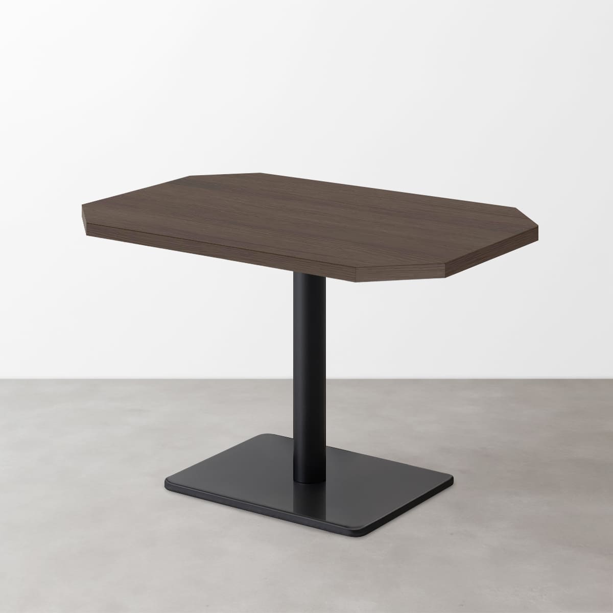 木目 スナックテーブル（角落し天板・D550）グレイッシュブラウン 長方形ベース脚セット-画像1