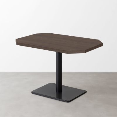 木目 スナックテーブル（角落し天板・D600）グレイッシュブラウン 長方形ベース脚セット