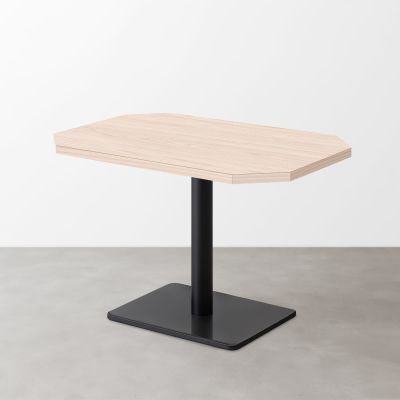 木目 スナックテーブル（角落し天板・D600）グレイッシュナチュラル 長方形ベース脚セット