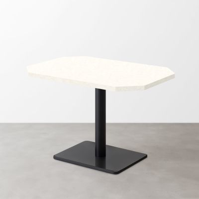 大理石柄 スナックテーブル（角落し天板・D500）ナチュラルマーブル（グロス）長方形ベース脚セット