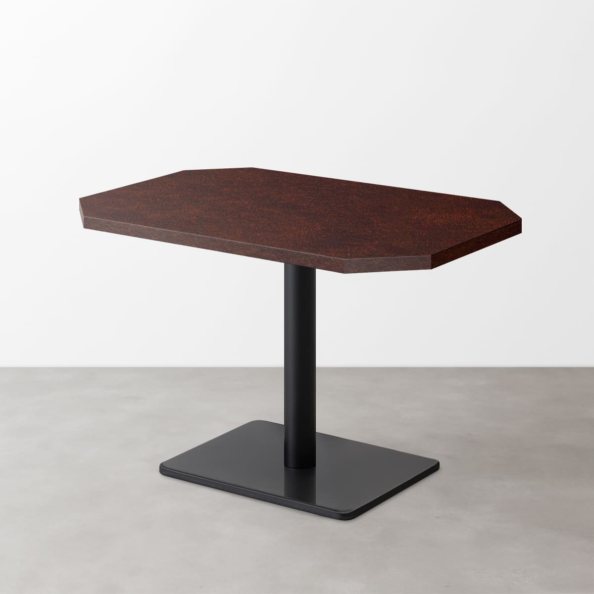 木目鏡面 スナックテーブル（角落し天板・D500）レッドブラウン 長方形ベース脚セット-画像1