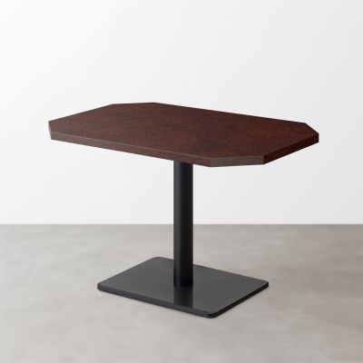 木目鏡面 スナックテーブル（角落し天板・D500）レッドブラウン 長方形ベース脚セット