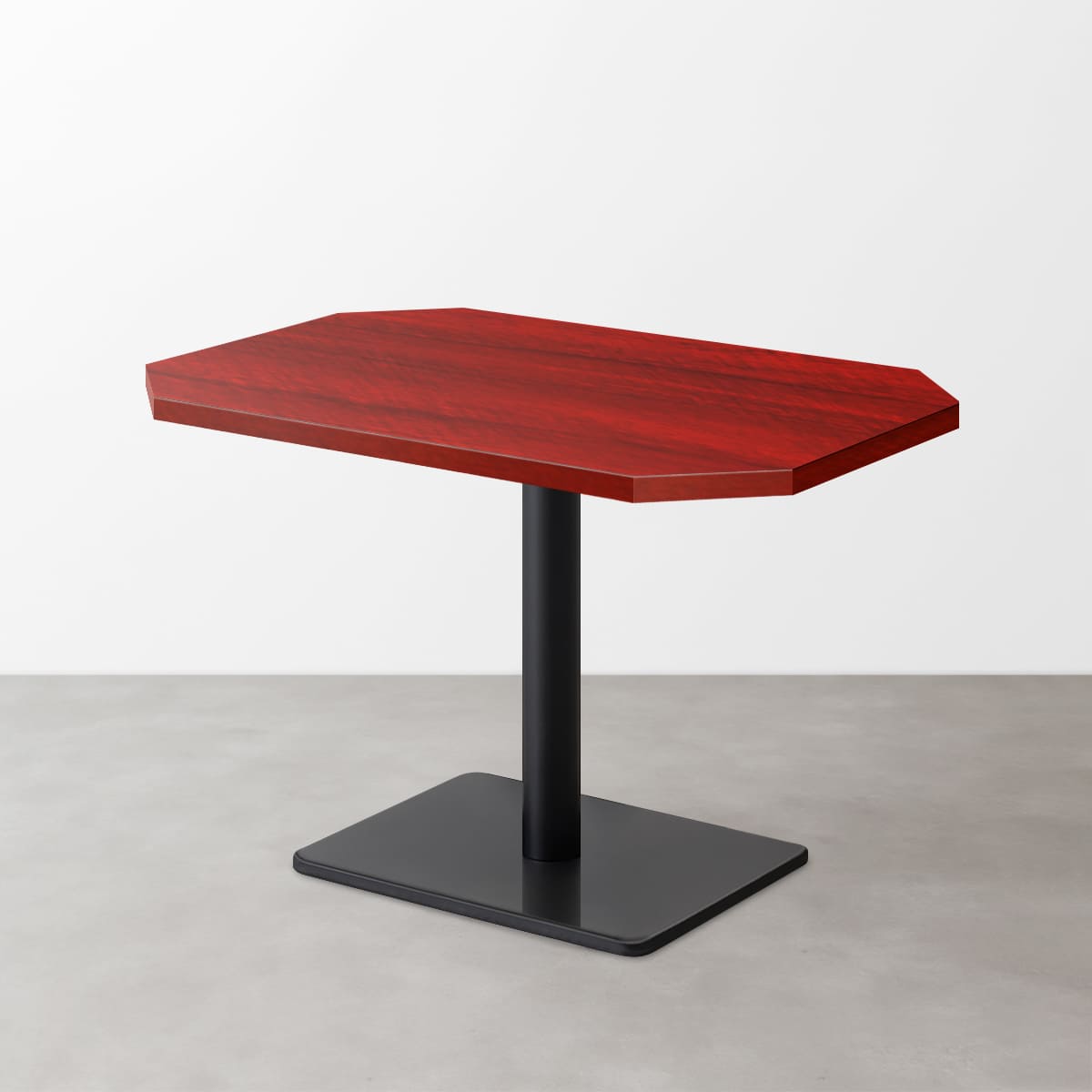 木目鏡面 スナックテーブル（角落し天板・D500）レッドゼブラ 長方形ベース脚セット-画像1