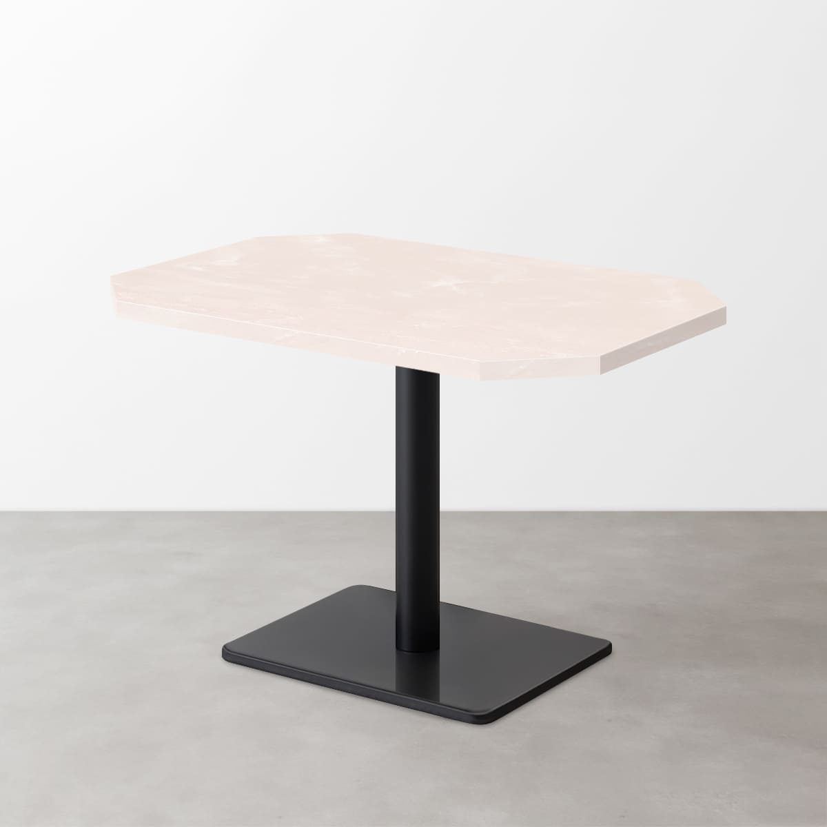 大理石柄 スナックテーブル（角落し天板・D500）ローズマーブル（グロス）長方形ベース脚セット-画像1