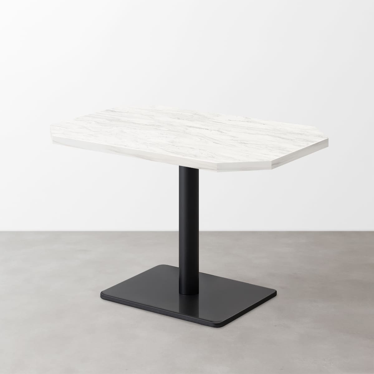 大理石柄 スナックテーブル（角落し天板・D500）ホワイトグレー（マット）長方形ベース脚セット-画像1