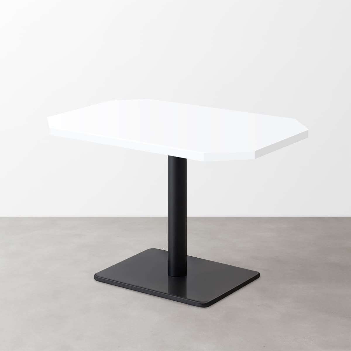鏡面 スナックテーブル（角落し天板・D500）グロスホワイト 長方形ベース脚セット-画像1