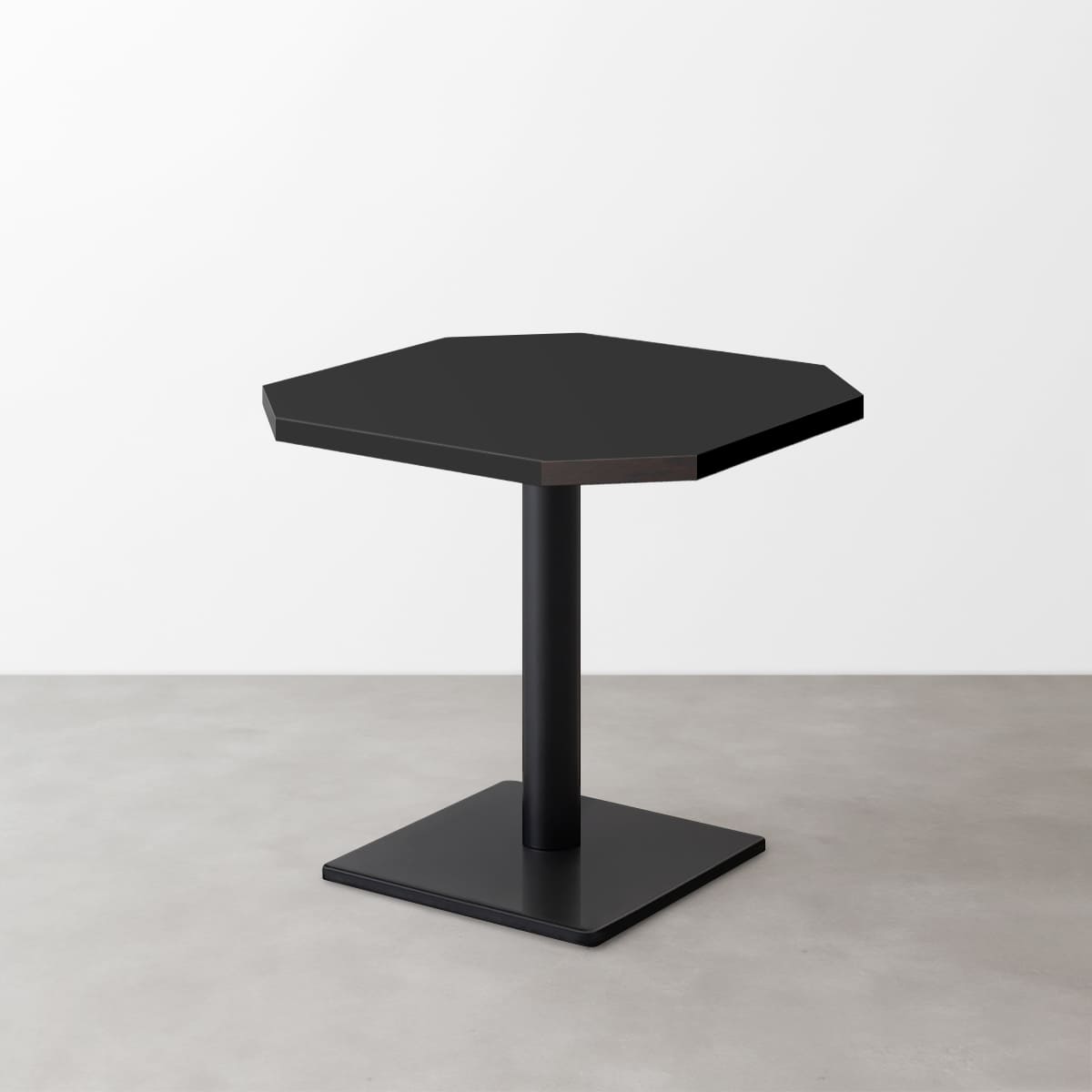 スナックテーブル（角落し天板・W500×D500）マットブラック 正方形ベース脚セット-画像1