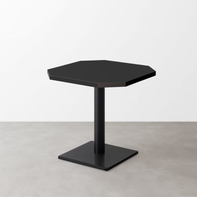 スナックテーブル（角落し天板・W500×D500）マットブラック 正方形ベース脚セット