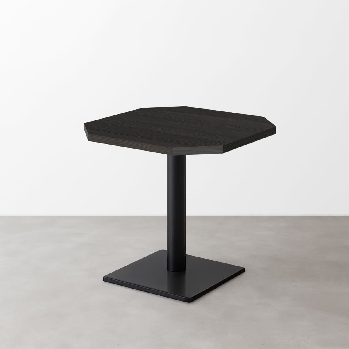 木目 スナックテーブル（角落し天板・W500×D500）ブラック 柾目 正方形ベース脚セット-画像1