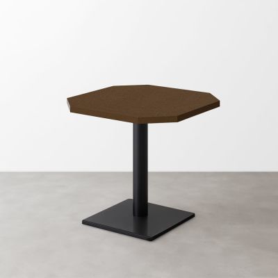 スナックテーブル（角落し天板・W500×D500）ブラウン レザー調 つや消し 正方形ベース脚セット