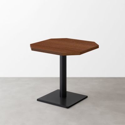 木目 スナックテーブル（角落し天板・W550×D550）ブラウン 正方形ベース脚セット