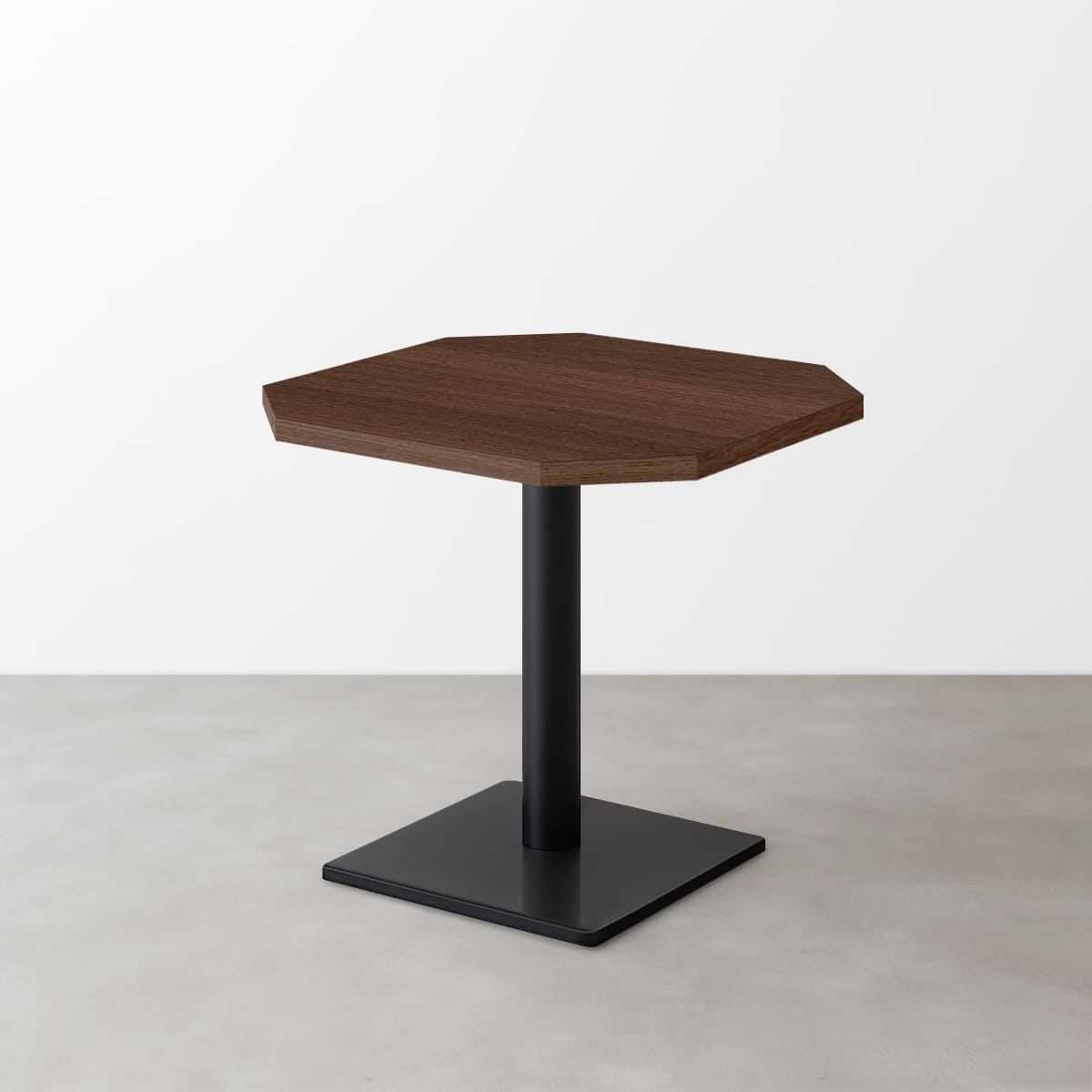 木目 スナックテーブル（角落し天板・W500×D500）ダークブラウン 正方形ベース脚セット-画像1