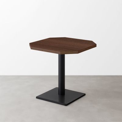 木目 スナックテーブル（角落し天板・W500×D500）ダークブラウン 正方形ベース脚セット