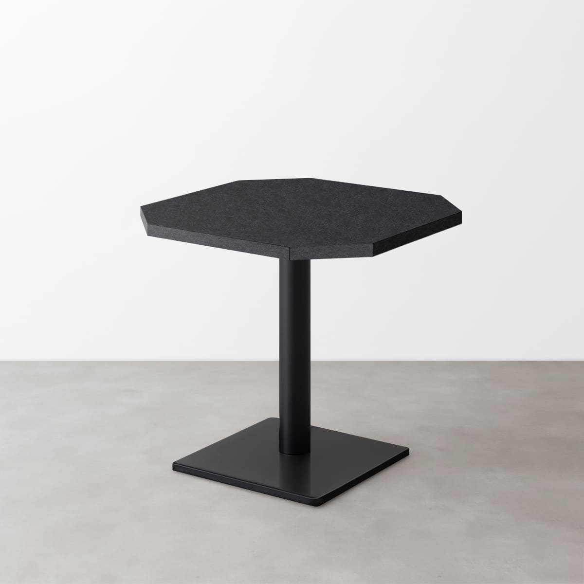 鏡面 スナックテーブル（角落し天板・W500×D500）ダークネイビー 石目調 正方形ベース脚セット-画像1