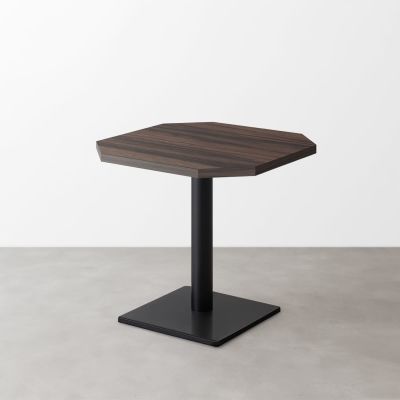 木目鏡面 スナックテーブル（角落し天板・W500×D500）グレイッシュブラウンゼブラ 正方形ベース脚セット