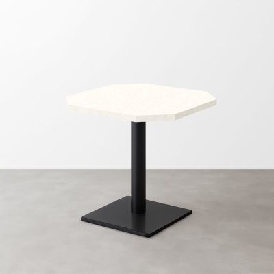 大理石柄 スナックテーブル（角落し天板・W500×D500）ナチュラルマーブル（グロス）正方形ベース脚セット