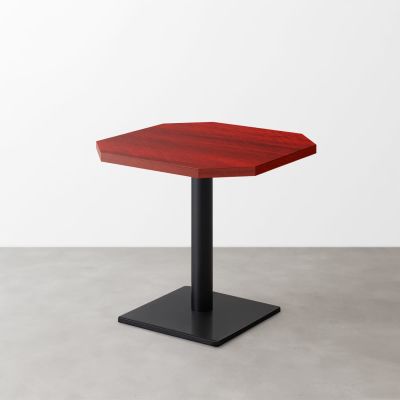 木目鏡面 スナックテーブル（角落し天板・W500×D500）レッドゼブラ 正方形ベース脚セット