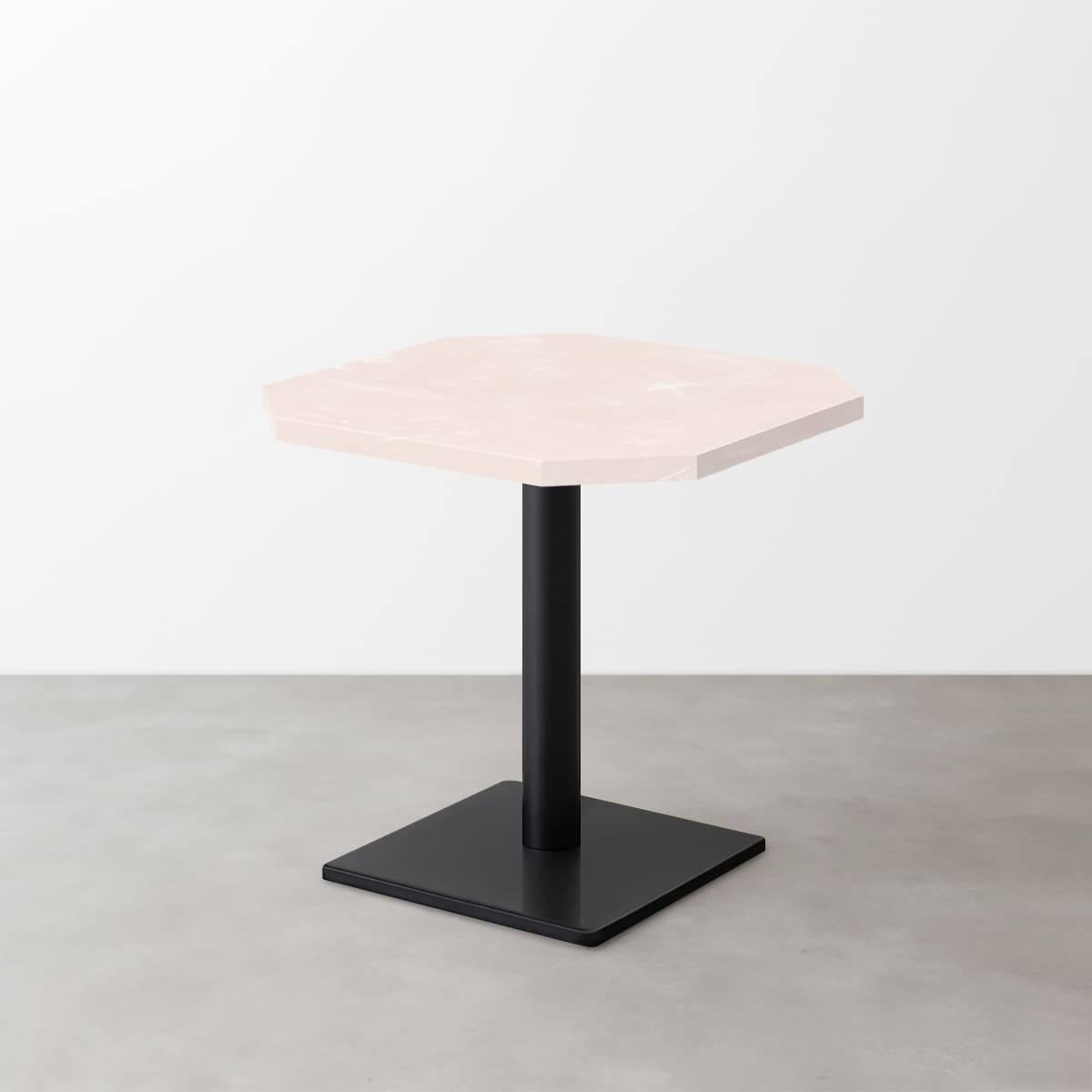 大理石柄 スナックテーブル（角落し天板・W500×D500）ローズマーブル（グロス）正方形ベース脚セット-画像1
