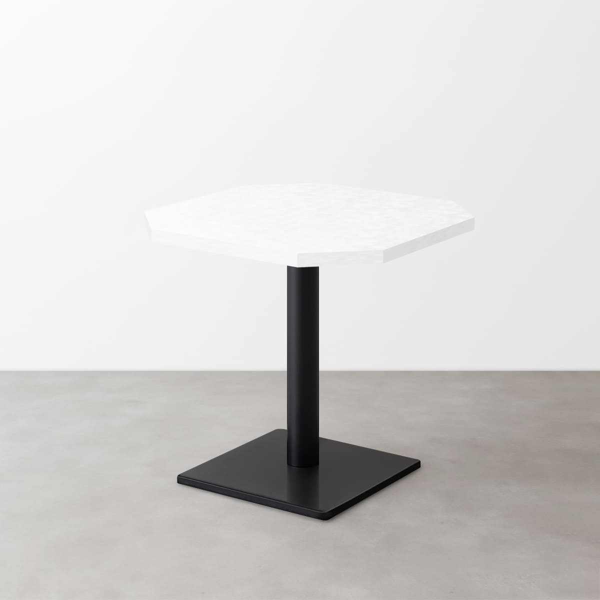 鏡面 スナックテーブル（角落し天板・W500×D500）ホワイトセラミック 正方形ベース脚セット-画像1