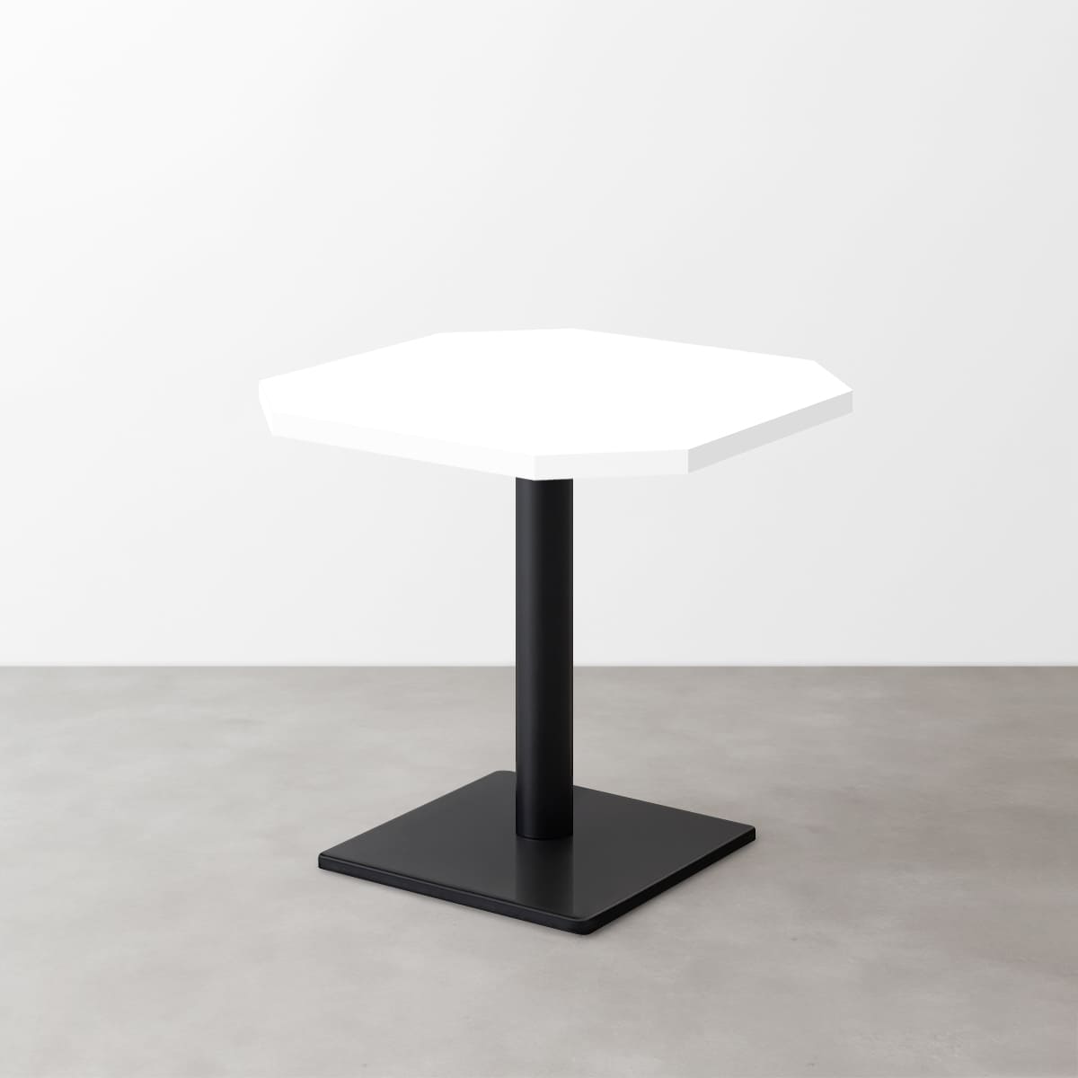 鏡面 スナックテーブル（角落し天板・W500×D500）グロスホワイト 正方形ベース脚セット-画像1