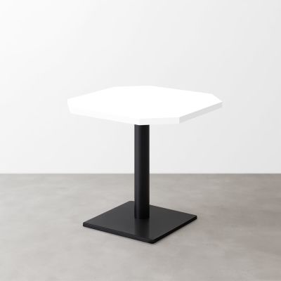 鏡面 スナックテーブル（角落し天板・W500×D500）グロスホワイト 正方形ベース脚セット