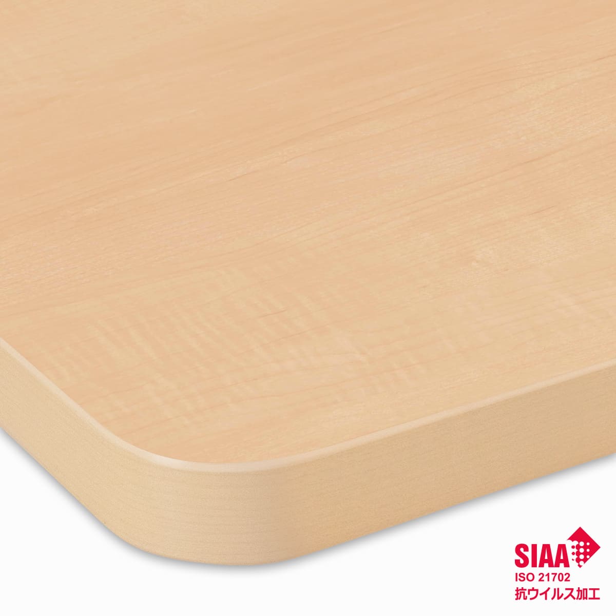 木目メラミン天板（樹脂エッジ・かど丸 40R）ライトナチュラル LN-WDE-AHR 抗ウイルス 天板のみ-画像1