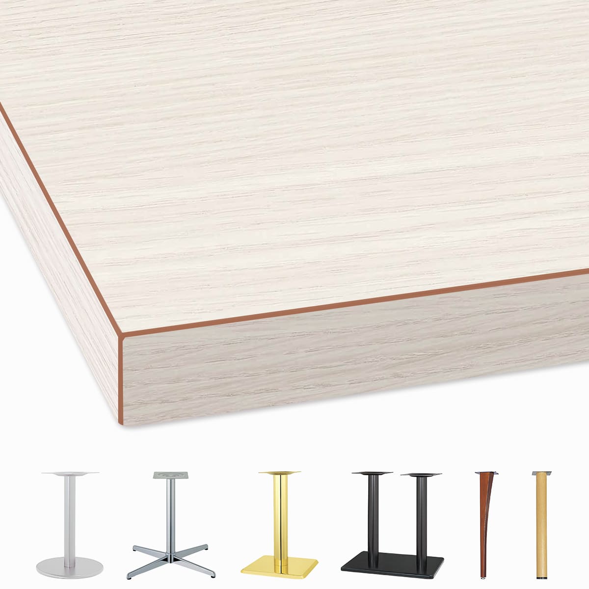 MC-MWWS 撥油メラミン天板（共巻エッジ）ホワイト（木目）-画像1