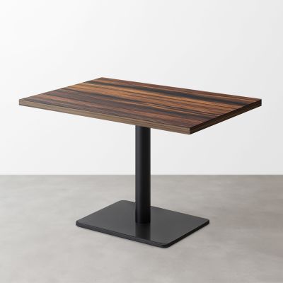 木目鏡面スナックテーブル（D550）ブラウンゼブラ 長方形ベース脚セット