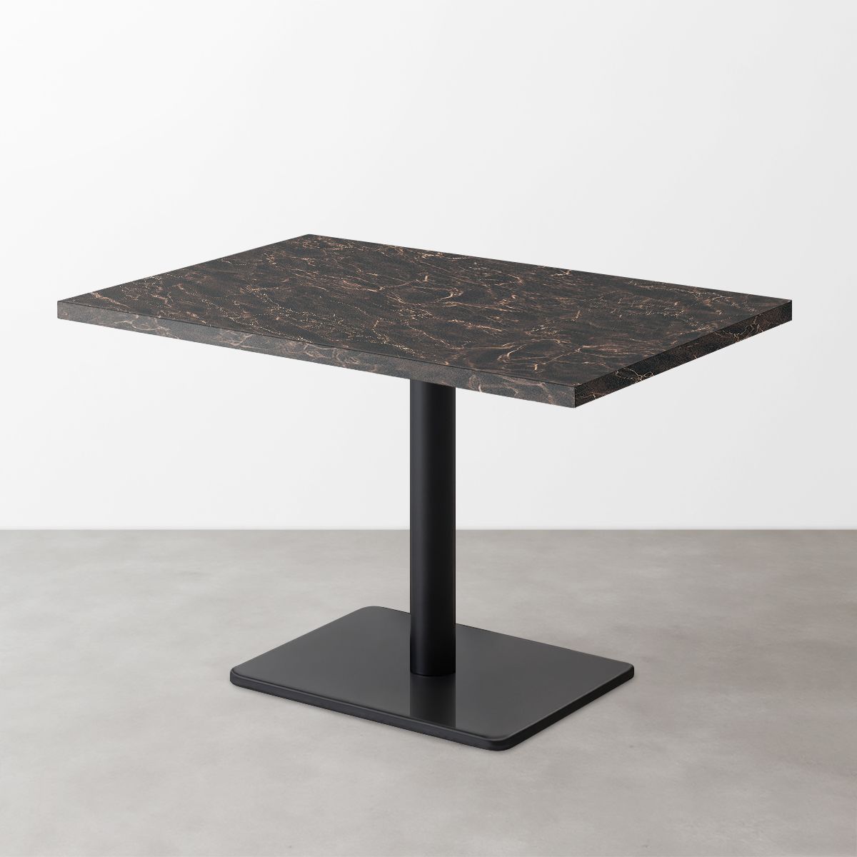 大理石柄スナックテーブル（D500）ダークマーブル（グロス）長方形ベース脚セット-画像1