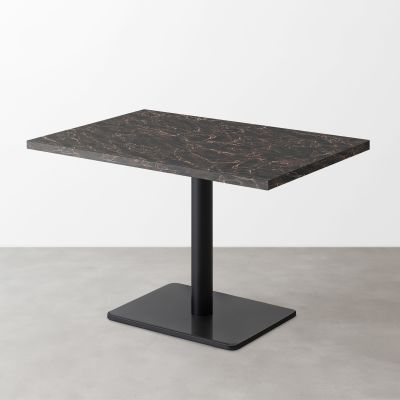 大理石柄スナックテーブル（D550）ダークマーブル（グロス）長方形ベース脚セット