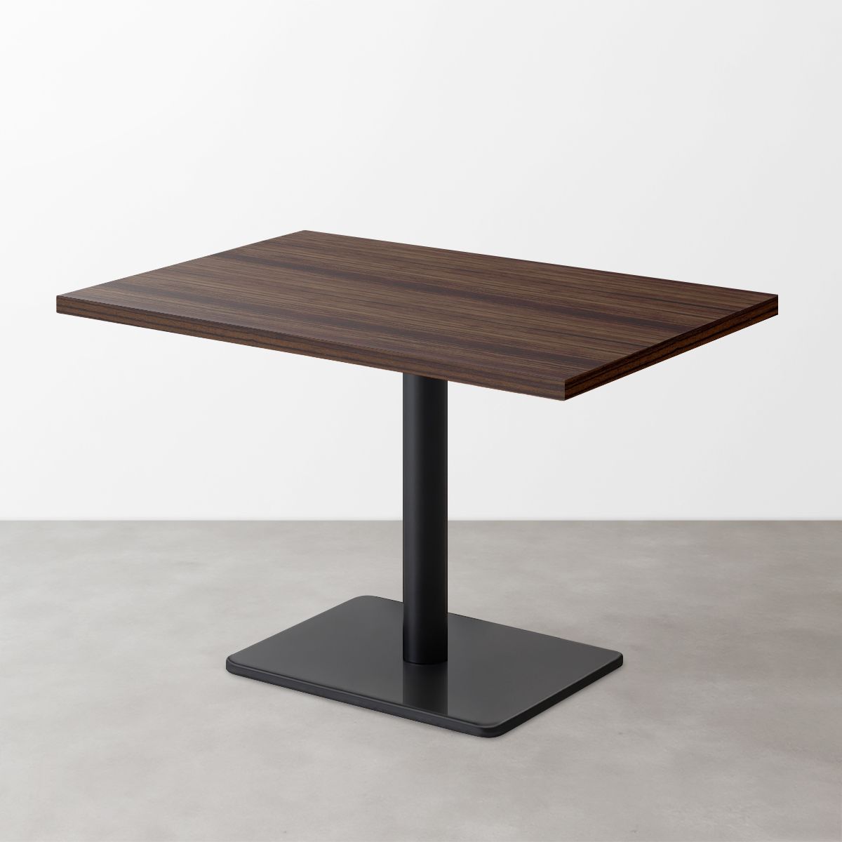 木目鏡面スナックテーブル（D500）ダークブラウンゼブラ 長方形ベース脚セット-画像1