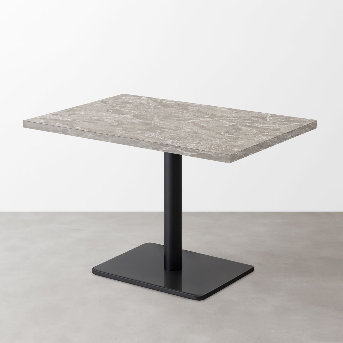 大理石柄スナックテーブル（D500）グレーマーブル（グロス）長方形ベース脚セット-画像1