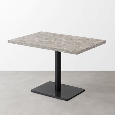 大理石柄スナックテーブル（D500）グレーマーブル（グロス）長方形ベース脚セット