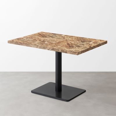 大理石柄スナックテーブル（D550）ミディアムマーブル（グロス）長方形ベース脚セット