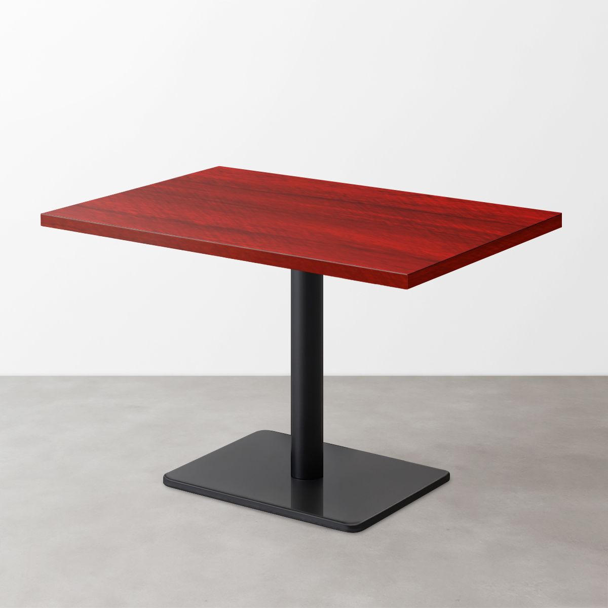 木目鏡面スナックテーブル（D500）レッドゼブラ 長方形ベース脚セット-画像1