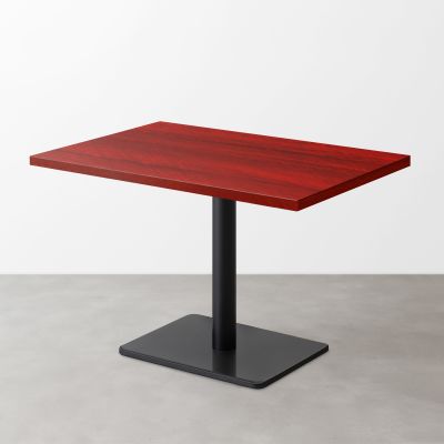 木目鏡面スナックテーブル（D500）レッドゼブラ 長方形ベース脚セット