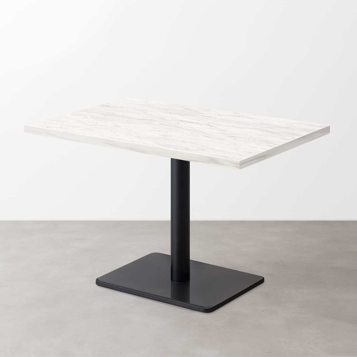 大理石柄 スナックテーブル（D600）ホワイトグレー（マット）長方形ベース脚セット-画像1