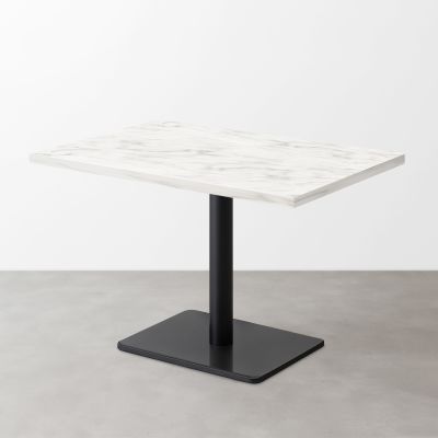 大理石柄スナックテーブル（D500）ホワイトグレー（マット）長方形ベース脚セット