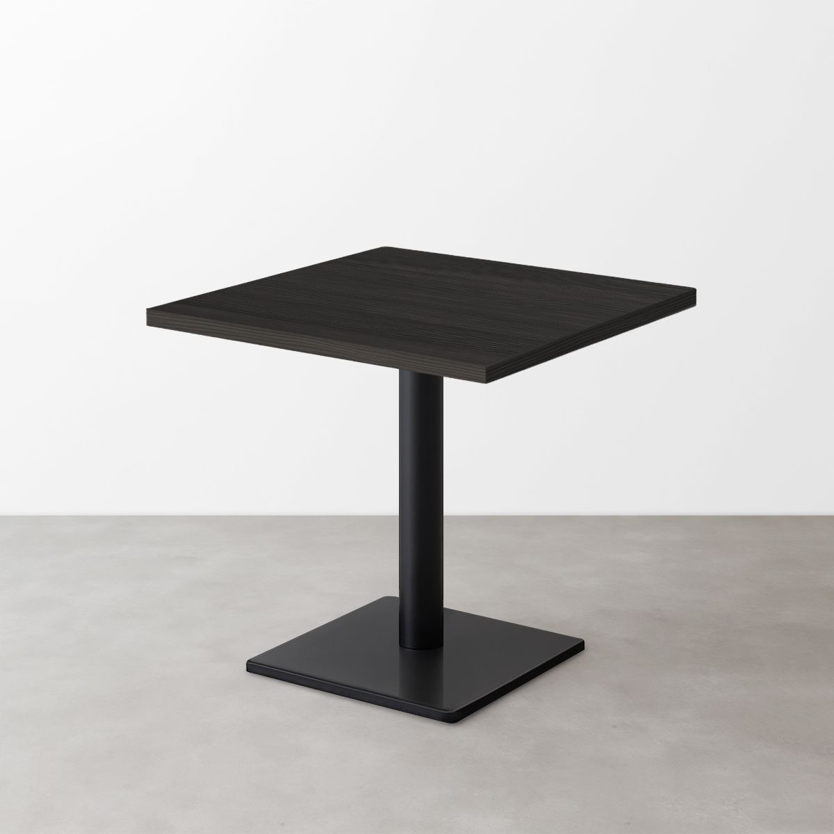 木目スナックテーブル(D550)ブラック 柾目 正方形ベース脚セット-画像1