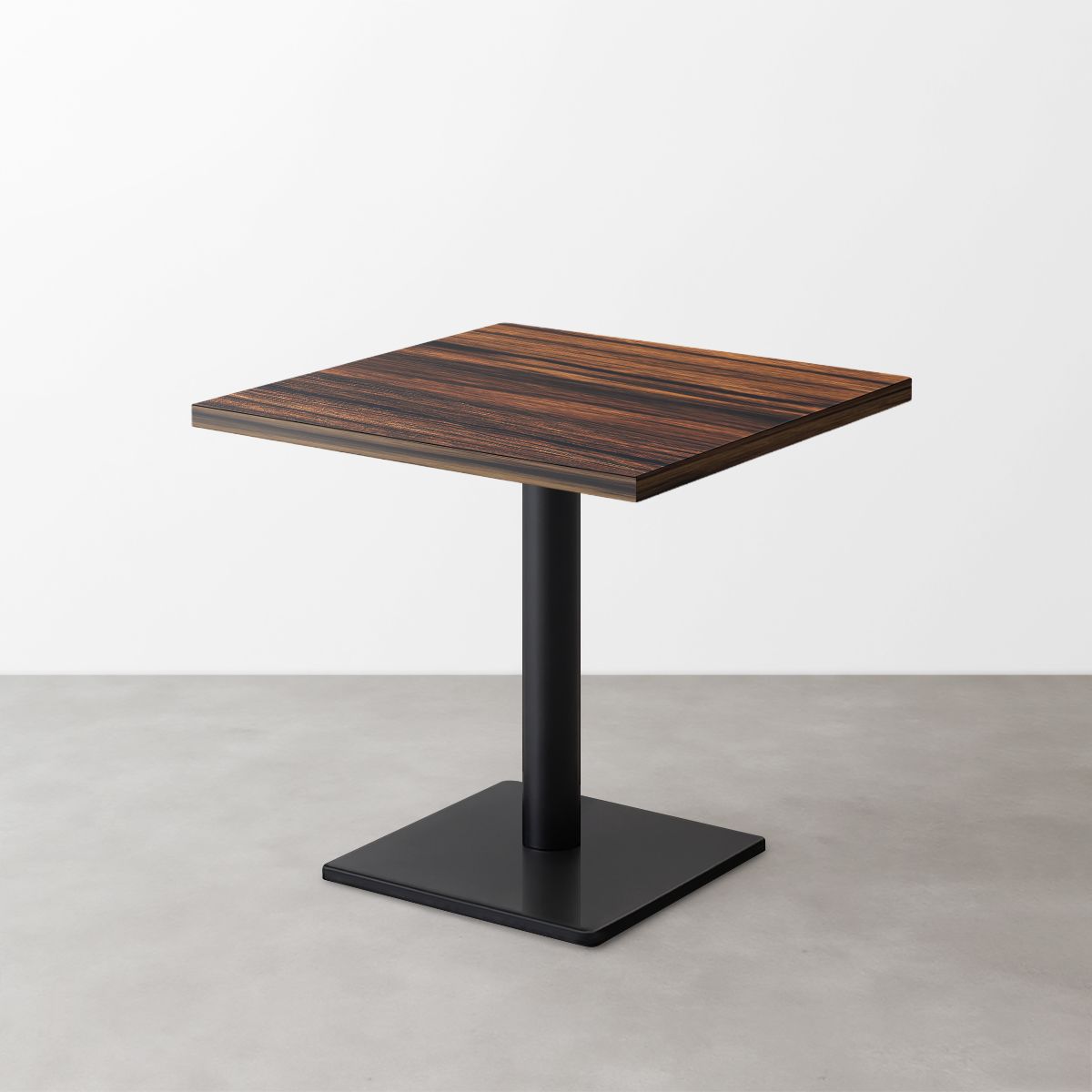 木目鏡面スナックテーブル（D500）ブラウンゼブラ 正方形ベース脚セット-画像1