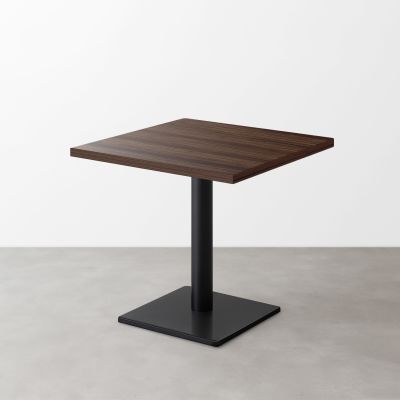 木目鏡面スナックテーブル（D600）ダークブラウンゼブラ 正方形ベース脚セット