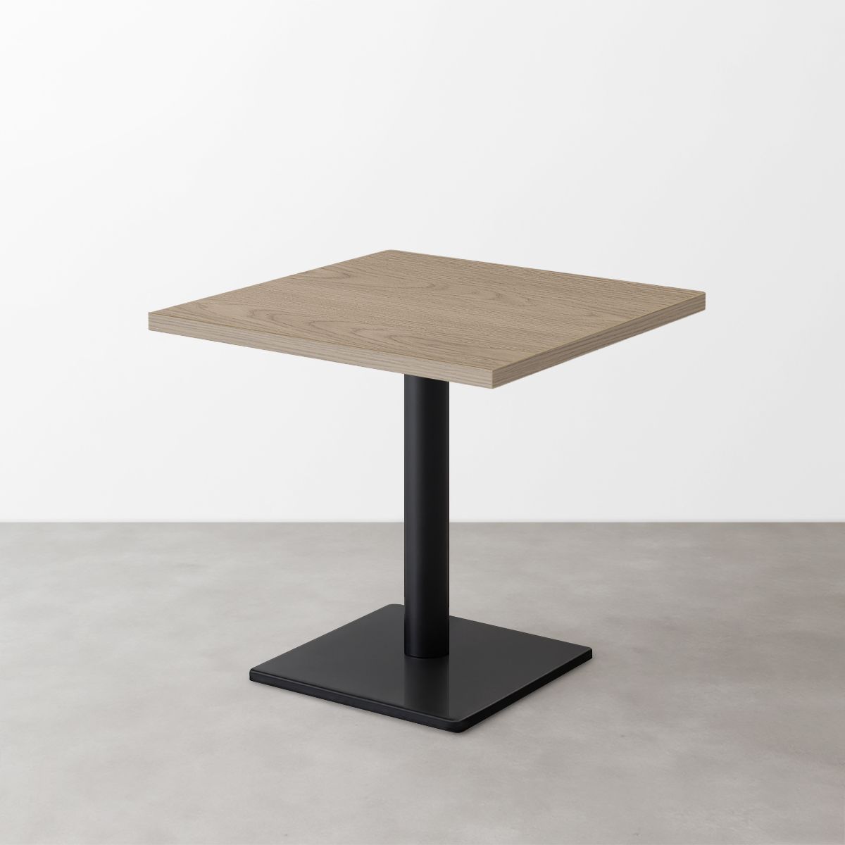 木目スナックテーブル(D600)グレイッシュベージュ 正方形ベース脚セット-画像1