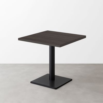 木目スナックテーブル（D600）グレイッシュブラック 正方形ベース脚セット
