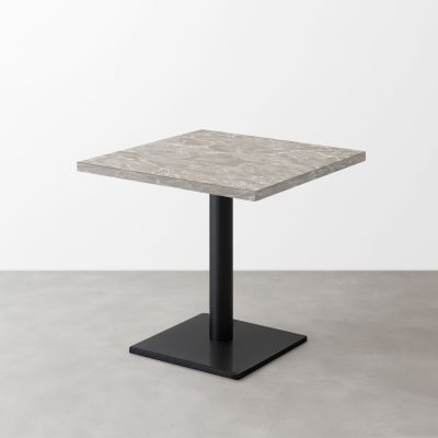 大理石柄スナックテーブル（D500）グレーマーブル（グロス）正方形ベース脚セット
