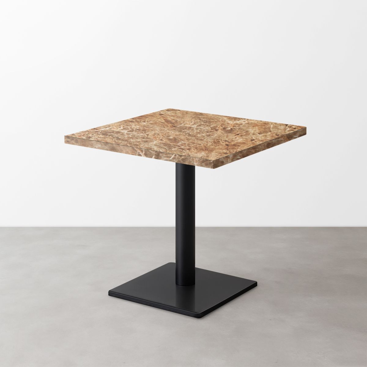 大理石柄スナックテーブル（D500）ミディアムマーブル（グロス）正方形ベース脚セット-画像1