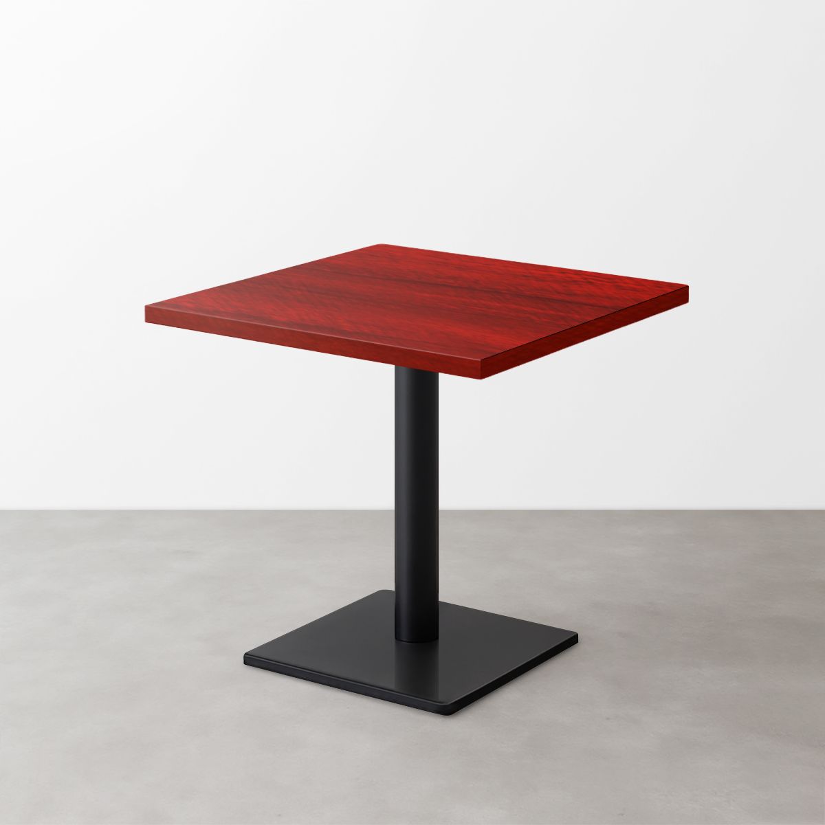木目鏡面スナックテーブル(D500)レッドゼブラ 正方形ベース脚セット-画像1