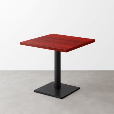 木目鏡面スナックテーブル（D600）レッドゼブラ 正方形ベース脚セット