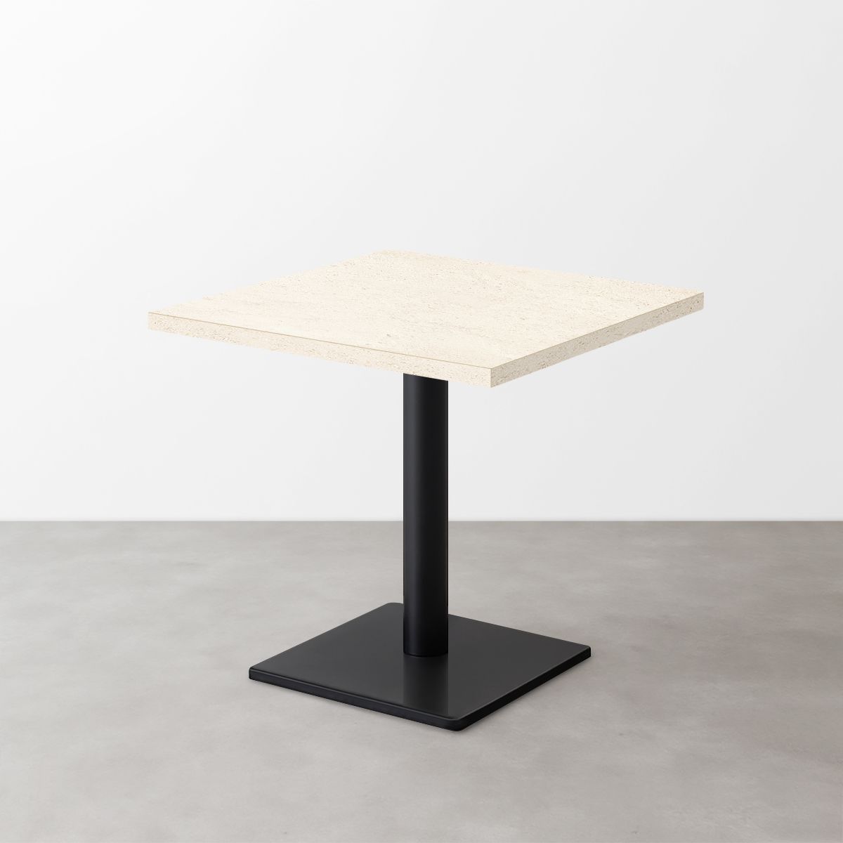 大理石柄スナックテーブル(D550)ホワイトベージュ(マット)正方形ベース脚セット-画像1